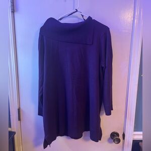 Cable & Gauge Deep Purple Cowl Neck Sweater (1X)